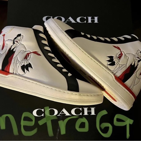 NIB - COACH x Disney Clip High Top Sneaker With Cruella Motif CD248 - Size 9.5. - Picture 6 of 9